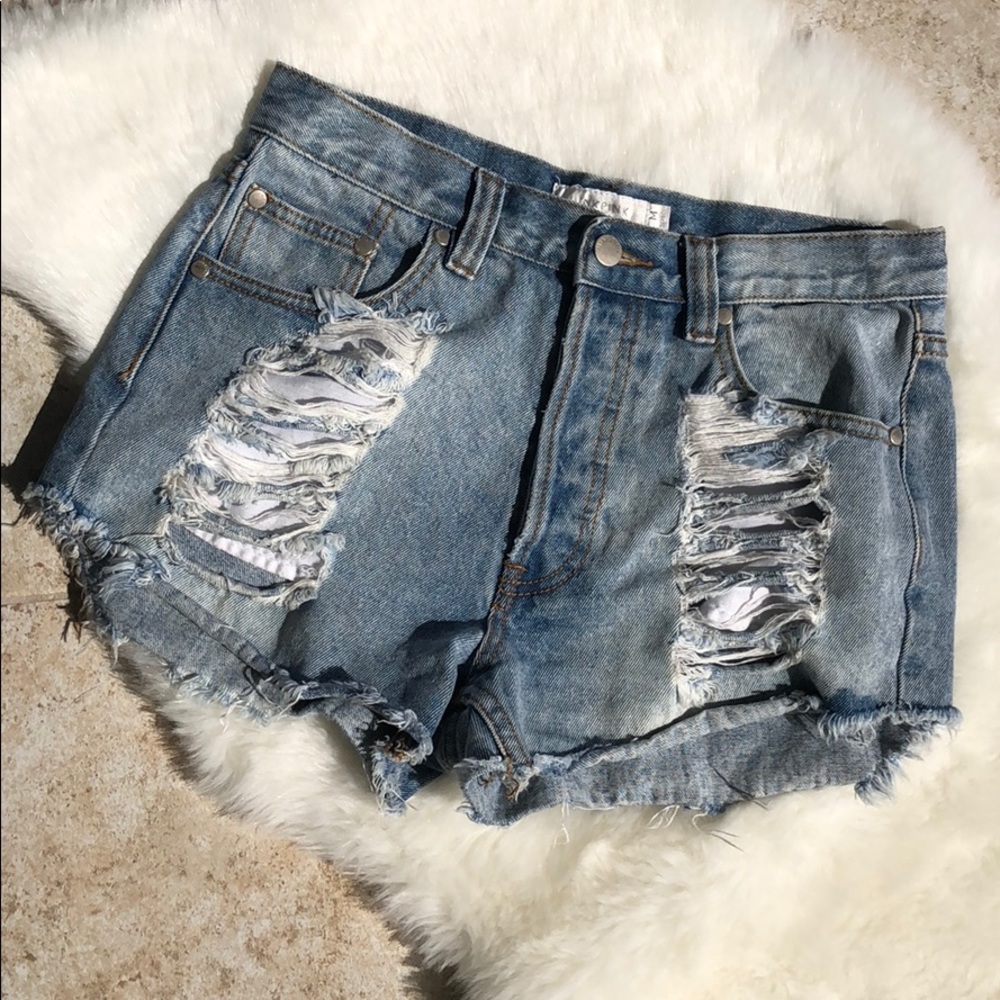 Minkpink Distressed Denim Shorts